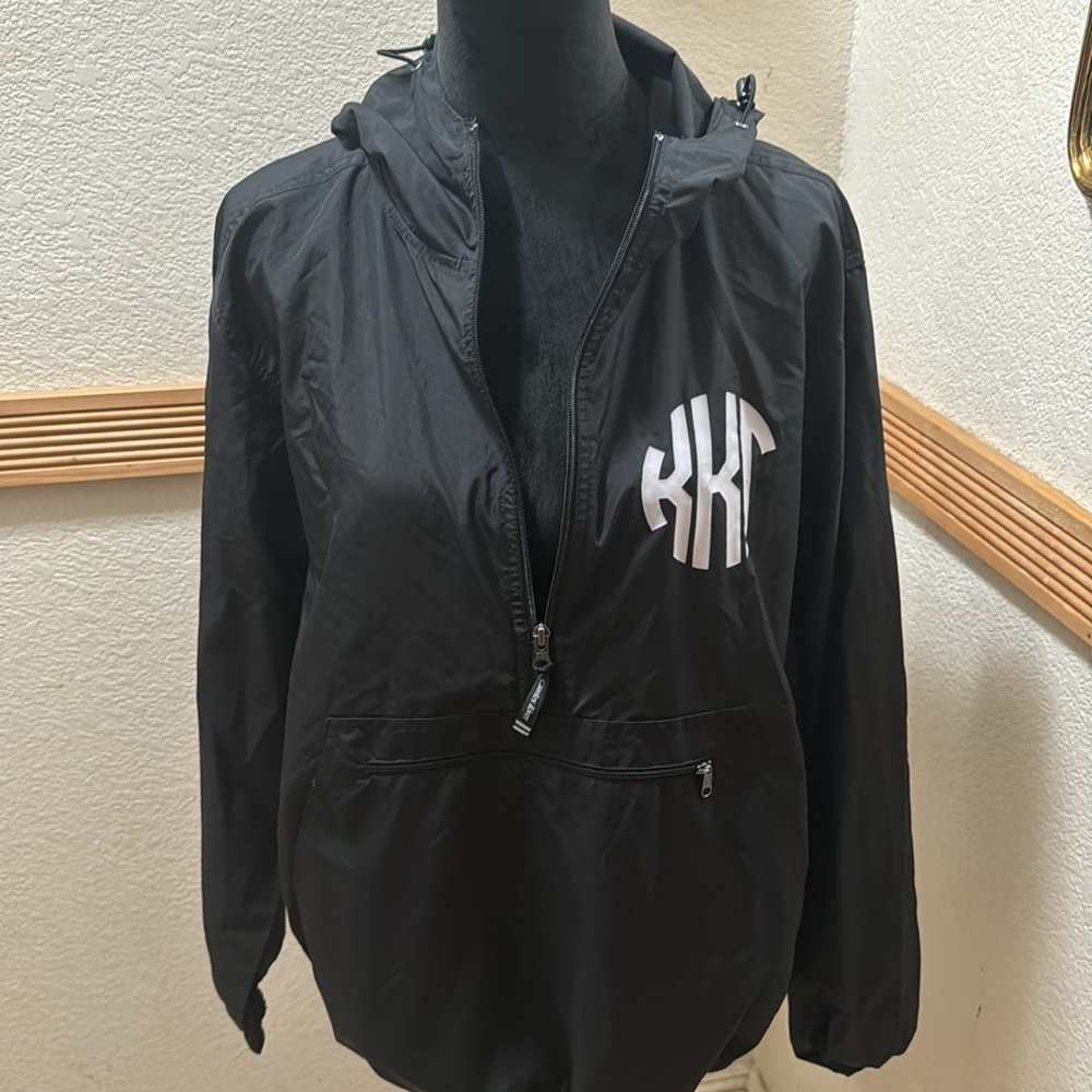 Charles River Apparel Black Windbreaker with White Kappa Kappa Gamma Size M - Picture 8 of 9